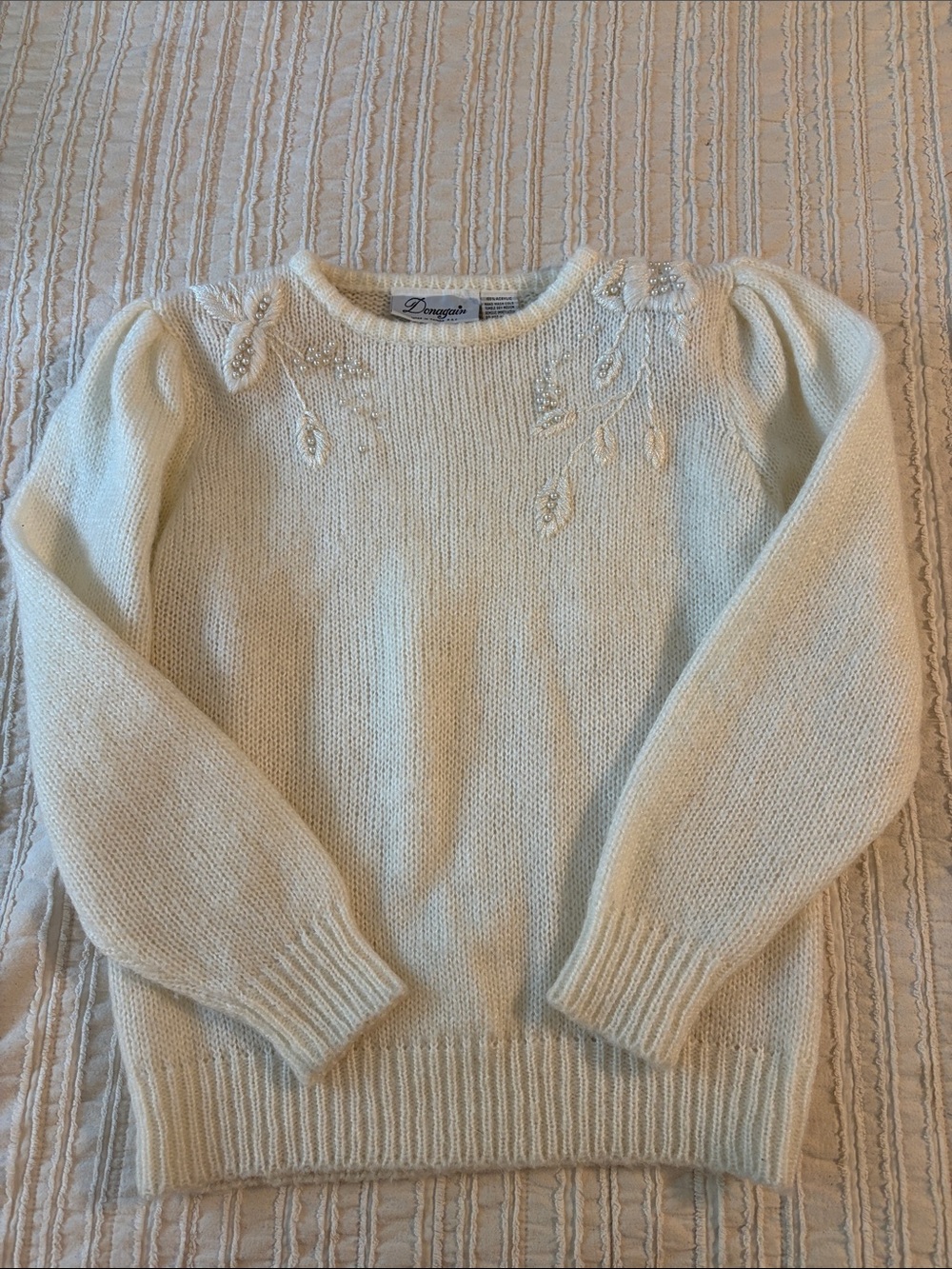 Donagain Cream Beaded Crewneck Sweater